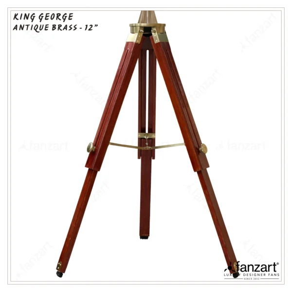 King George – 12″ Antique Tripod Fan in Antique Brass Finish - Image 3