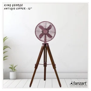 King George – 12″ Antique Tripod Fan in Copper Finish