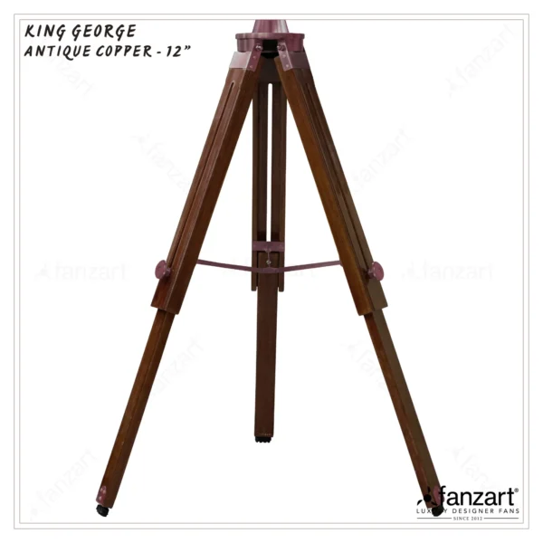 King George – 12″ Antique Tripod Fan in Copper Finish - Image 3