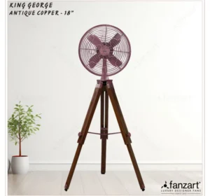 King George – 18″ Antique Tripod Fan in Copper Finish