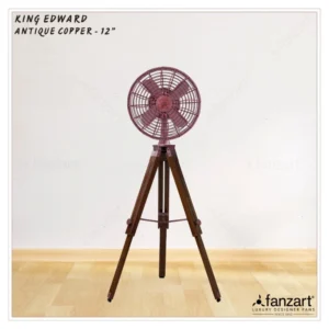King Edward – 12″ Antique Tripod Fan in Copper Finish