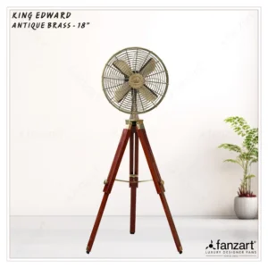 King Edward – 18″ Antique Tripod Fan in Antique Brass Finish