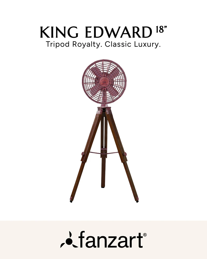 King Edward – 18″ Antique Tripod Fan in Copper Finish