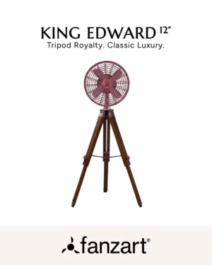 King Edward – 12″ Antique Tripod Fan in Copper Finish