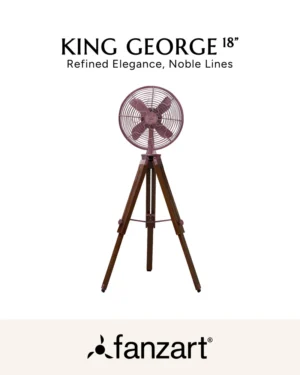 King George – 18″ Antique Tripod Fan in Copper Finish