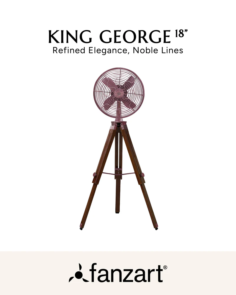 King George – 18″ Antique Tripod Fan in Copper Finish