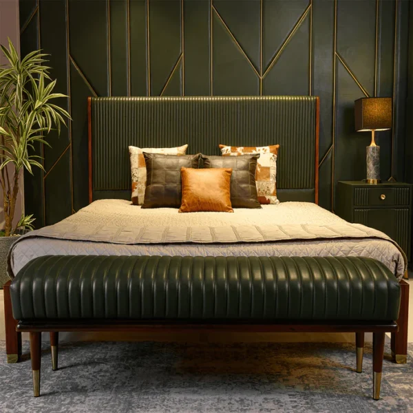 Stanford Leather King Bed Green