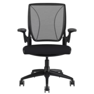 Diffrient World Chair: Black Frame, Mesh Backrest, Cushion Seating