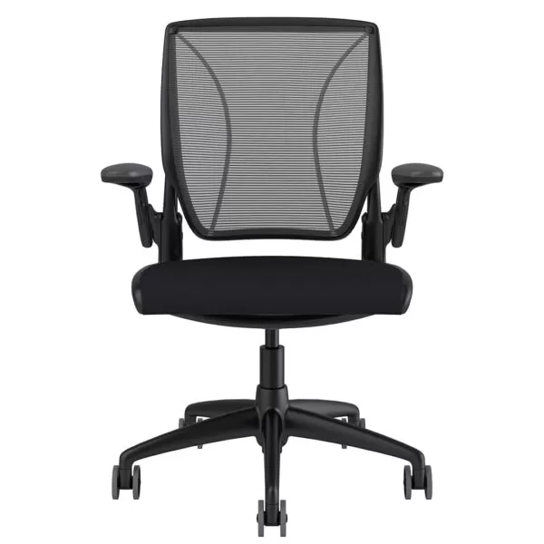 Diffrient World Chair: Black Frame, Mesh Backrest, Cushion Seating