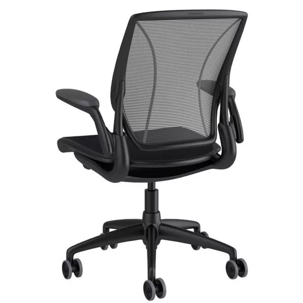 Diffrient World Chair: Black Frame, Mesh Backrest, Cushion Seating - Image 3