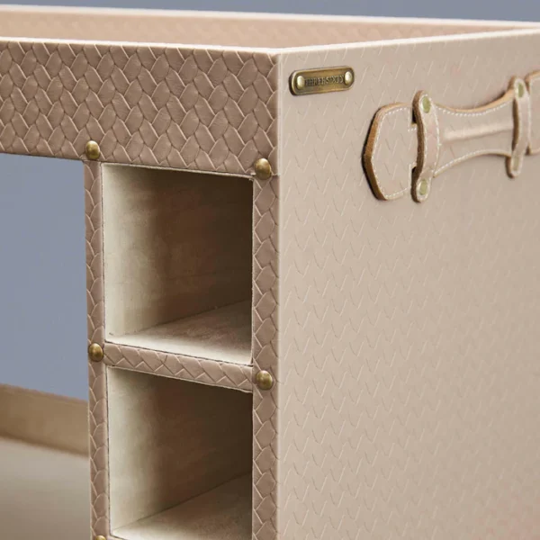 Belize Vegan Leather Bar Trolley Beige - Image 3