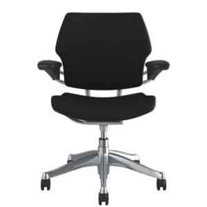 Freedom Task Chair: Polished Aluminium, Black Fabric