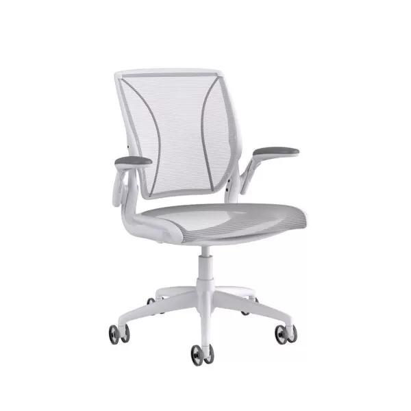 Diffrient World Chair: White Frame, Mesh Backrest and Seating - Image 2