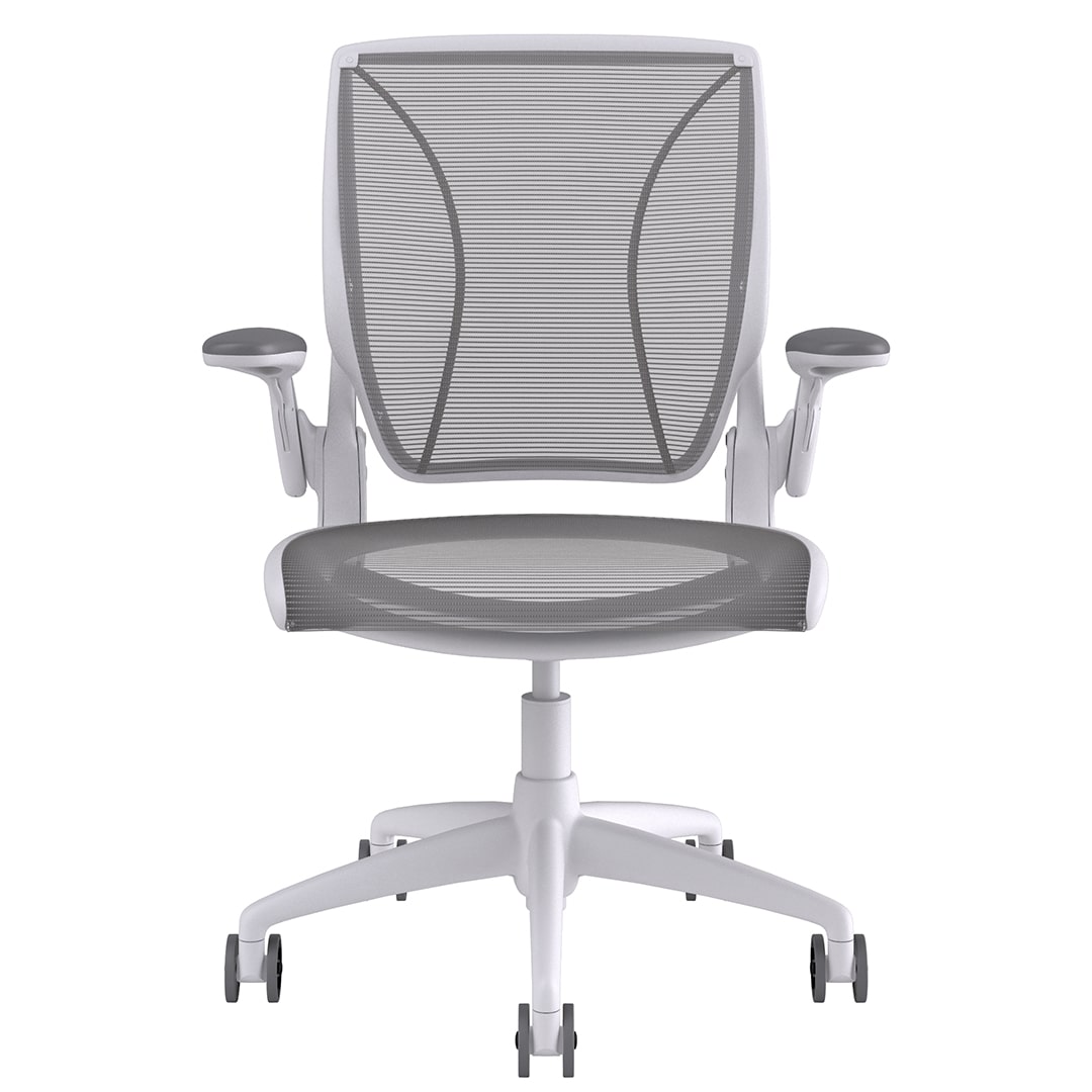 Diffrient World Chair: White Frame, Mesh Backrest and Seating