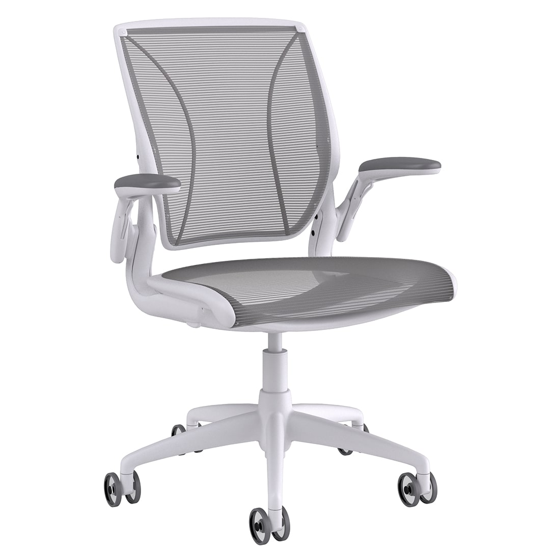Diffrient World Chair: White Frame, Mesh Backrest and Seating - Image 2