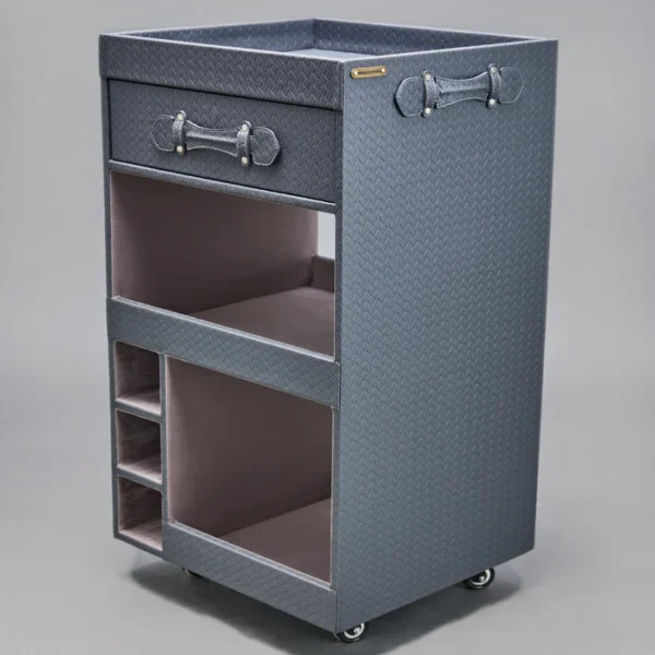 Single Drawer Bar Trolley Grey - Image 2