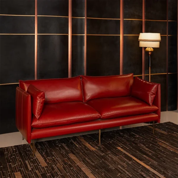 Aara Three Seater Sofa Red - Image 2