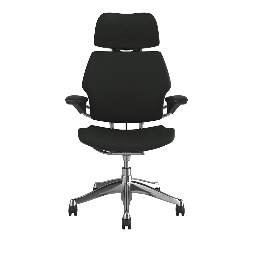 Freedom Headrest Chair: Polished Aluminum, Black Fabric