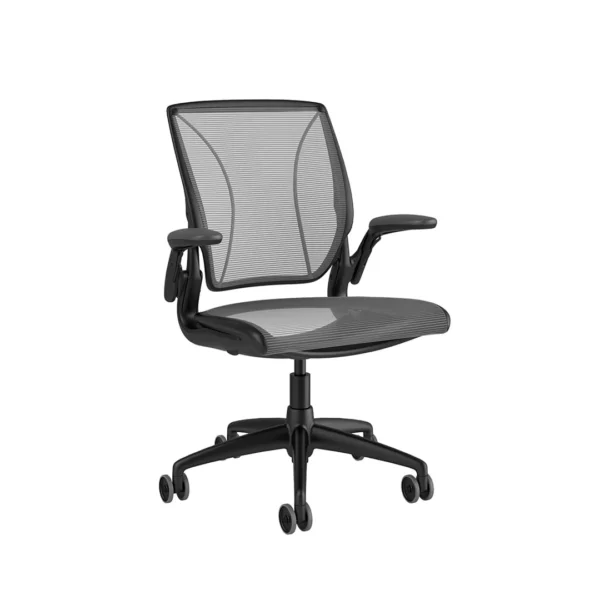 Diffrient World Chair: Black Frame, Mesh Backrest and Seating - Image 2
