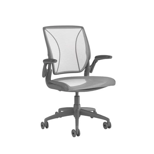 Diffrient World Chair: Grey Frame, Mesh Backrest and Seating - Image 2
