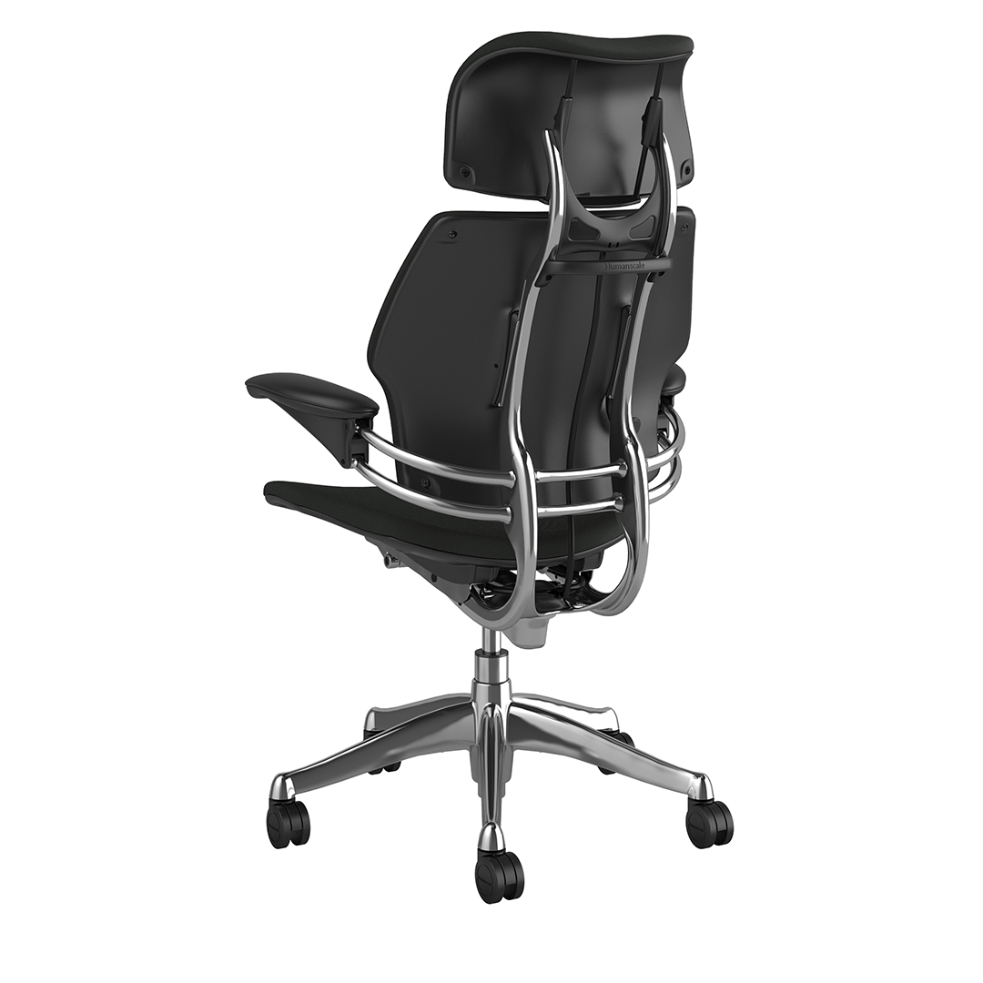 Freedom Headrest Chair: Polished Aluminum, Black Fabric - Image 3