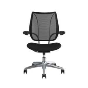 Liberty Task Chair: Polished Aluminium, Black Fabric
