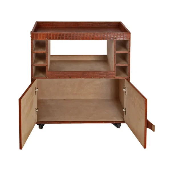 Belize Croco Leather Bar Trolley Tan - Image 2