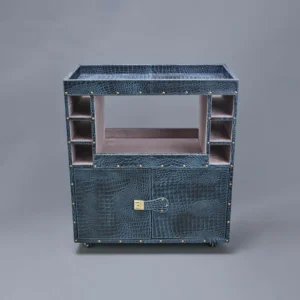 Belize Croco Leather Bar Trolley Blue