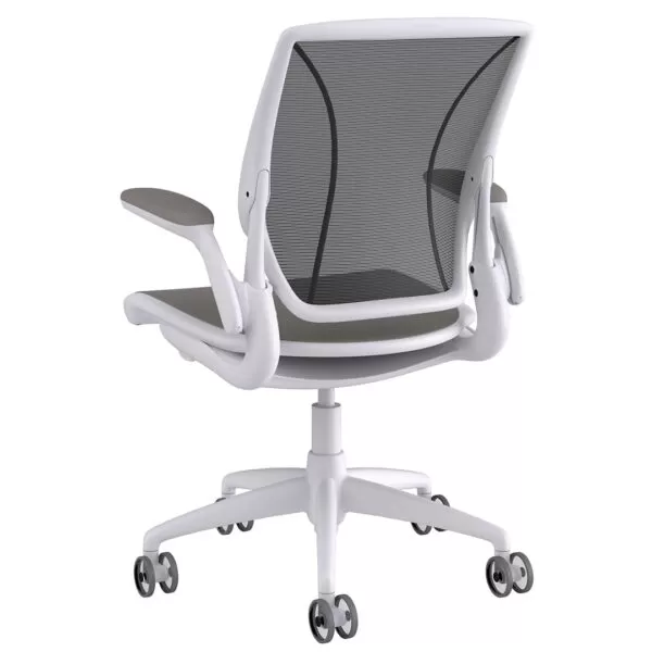 Diffrient World Chair: White Frame, Mesh Backrest, Cushion Seating - Image 3