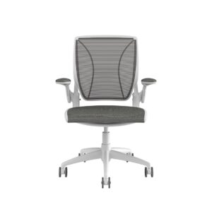 Diffrient World Chair: White Frame, Mesh Backrest, Cushion Seating