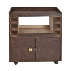 Belize Croco Leather Bar Trolley Brown