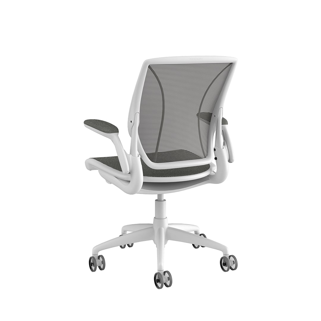 Diffrient World Chair: White Frame, Mesh Backrest, Cushion Seating - Image 3