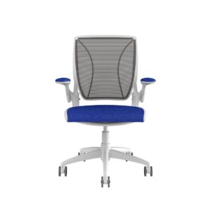 Diffrient World Chair: White Frame, Mesh Backrest, Cushion Seating