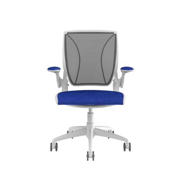 Diffrient World Chair: White Frame, Mesh Backrest, Cushion Seating