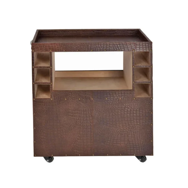 Belize Croco Leather Bar Trolley Brown - Image 3