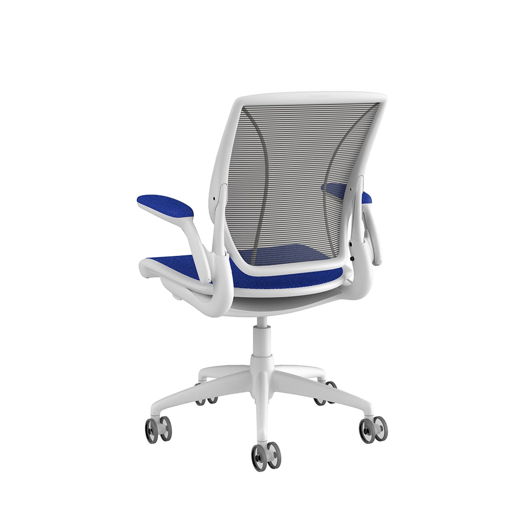 Diffrient World Chair: White Frame, Mesh Backrest, Cushion Seating - Image 3