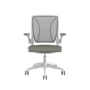 Diffrient World Chair: White Frame, Mesh Backrest, Cushion Seating