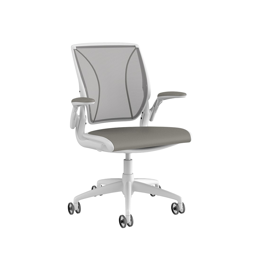 Diffrient World Chair: White Frame, Mesh Backrest, Cushion Seating - Image 2