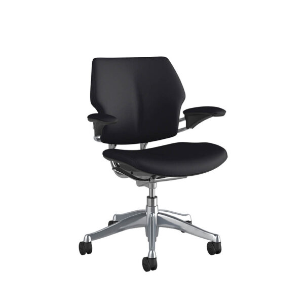 Freedom Task Chair: Polished Aluminium, Corvara Leather - Image 2