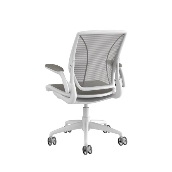Diffrient World Chair: White Frame, Mesh Backrest, Cushion Seating - Image 3