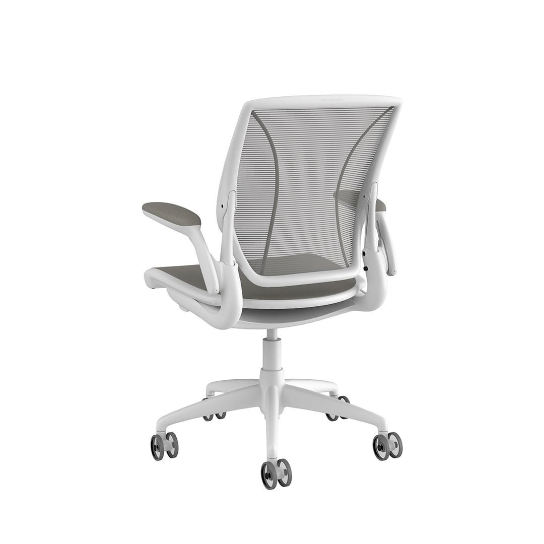 Diffrient World Chair: White Frame, Mesh Backrest, Cushion Seating - Image 3