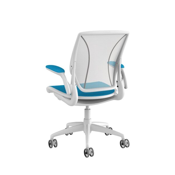 Diffrient World Chair: White Frame, Mesh Backrest, Cushion Seating - Image 3