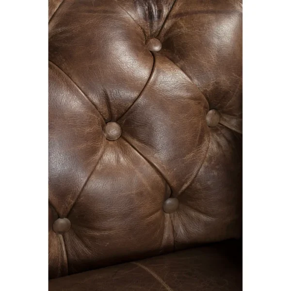 Genuine Leather Chesterfield Three Seater Sofa In Brown Colour - Image 4