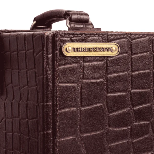 Portable Briefcase Bar Croco Leather Burgundy - Image 4