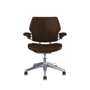 Freedom Task Chair: Polished Aluminium, Ticino Leather