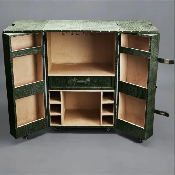 Panama Croco Medium Flap Open Bar Green - Image 4