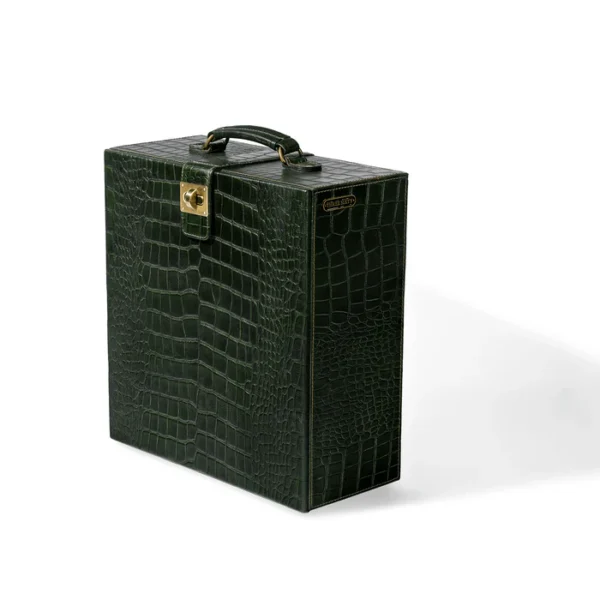 Portable Briefcase Bar Croco Leather Green - Image 3
