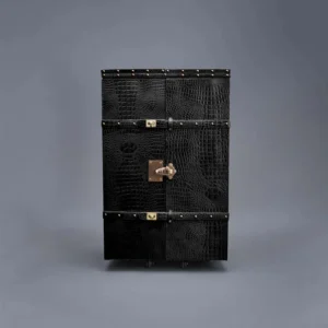 Panama Croco Medium Flap Open Bar Black