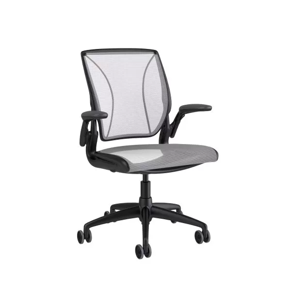Diffrient World Chair: Black Frame, Mesh Backrest, Cushion Seating - Image 2