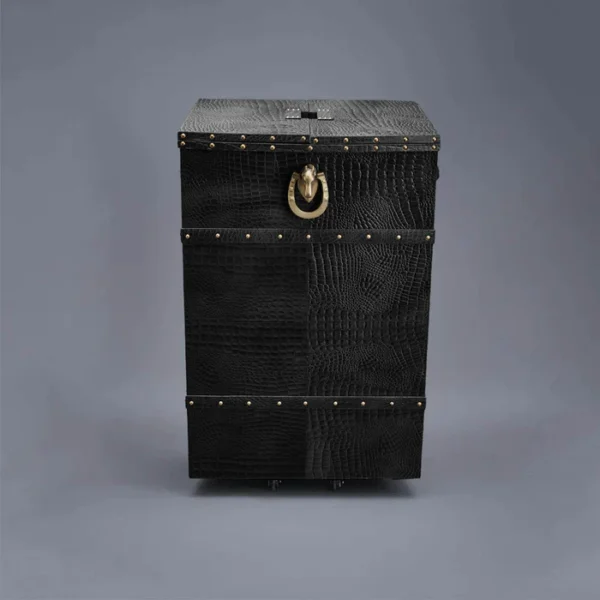 Panama Croco Medium Flap Open Bar Black - Image 3
